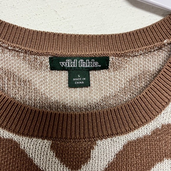 Wild Fable Zebra Print Sleeveless Crop Sweater Womens Size Large Tan Cream - Picture 3 of 4